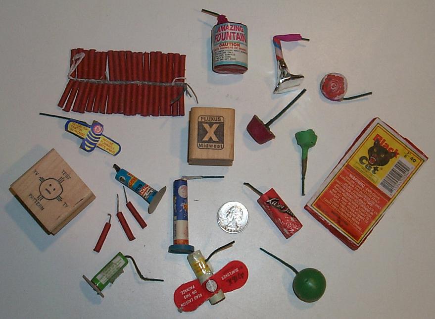 miniature fireworks and fluxus midwest rubber stamps